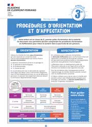 Miniature Brochure - Procédures d'orientation et affectation après la 3e