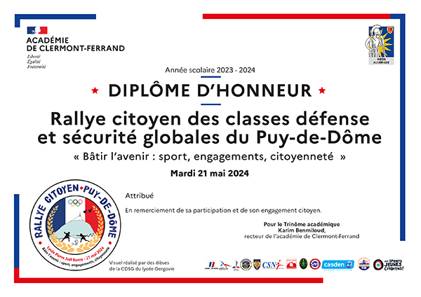 Diplome honneur CDSG