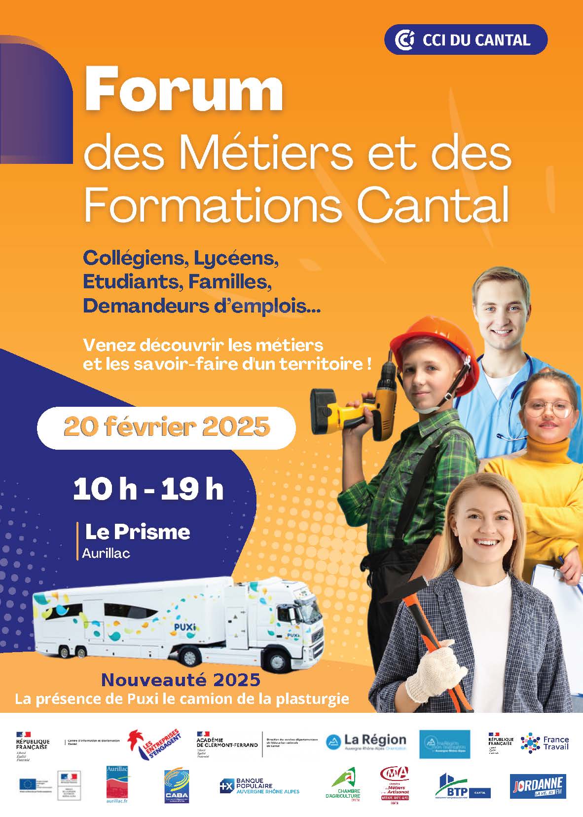 Affiche Forum 2025 des métiers et des formations du Cantal