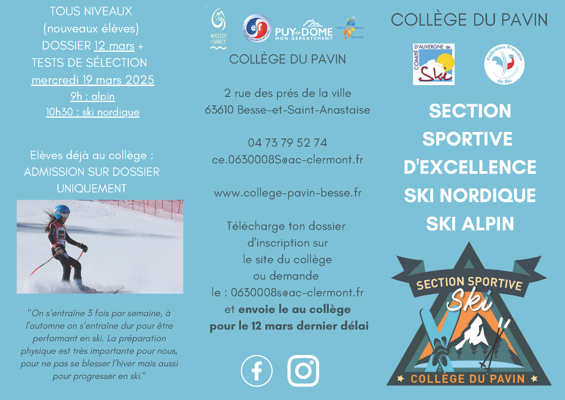 Plaquette section ski P1