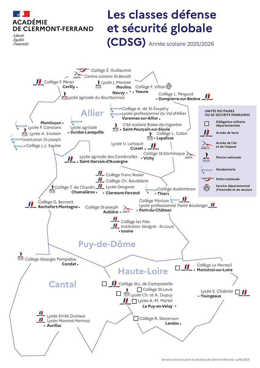 carte classes défense et sécurité globale 2025-2026