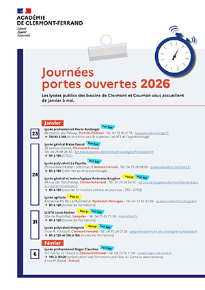 Agenda journées portes ouvertes 2026