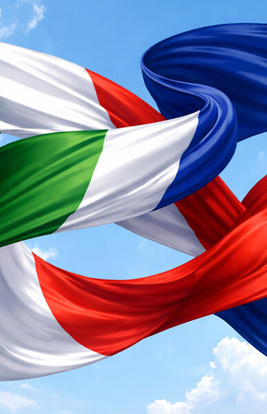 Drapeau français et italien